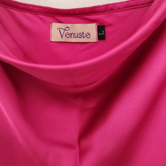 Silk Cocktail Dress Fuchsia Color Size 4-6 Fitted Cut - Picture 6 of 9